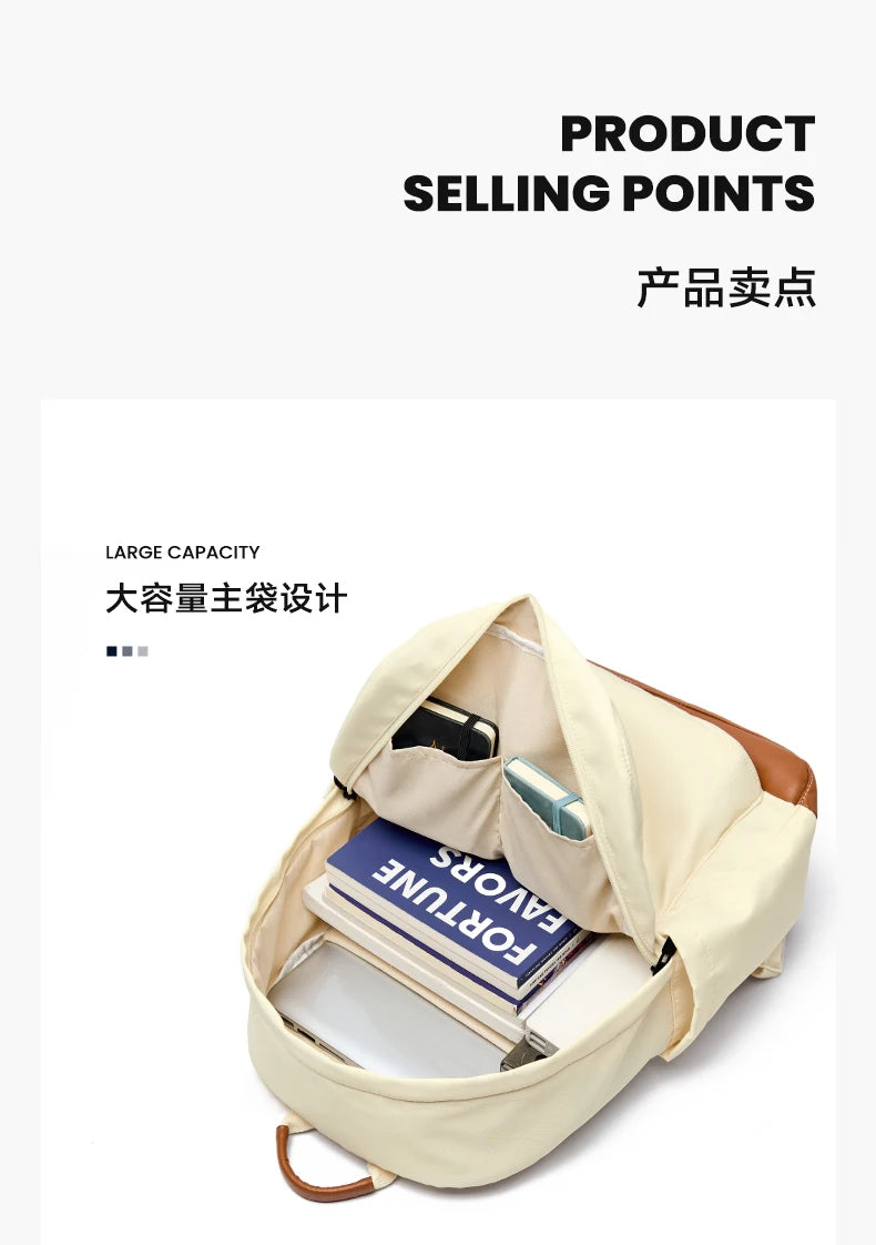LEE Unisex Large Capacity Laptop School Bag for Women Man Leisure Oxford Waterproof Travel Backpack Candy Color Bookbag Trip