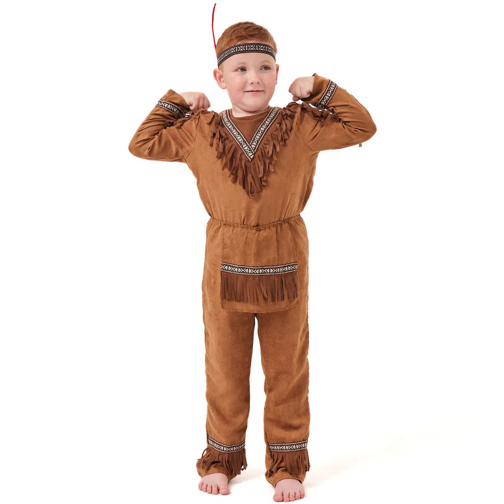 Boys Girls Indian Cosplay Costume Fancy Dress Halloween Party Cosplay Costume Festival Party Performance Costumes ﻿