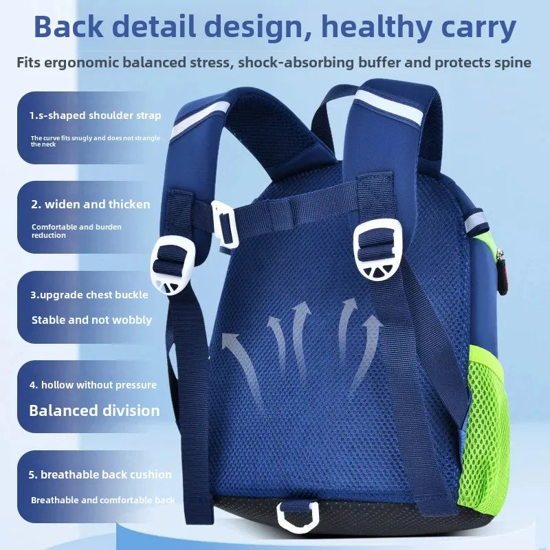 New Cartoon Dinosaur Kindergarten Backpack Spine Protection Lightweight School Bag for Primary School Children