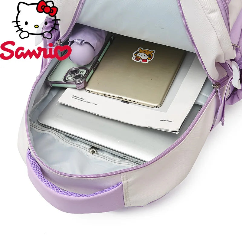 Cinnamoroll Backpack Badges Plush Pendant Casual Cute Cartoon Shoulder Bag Adjustable Shoulder Strap Ultralight Gear