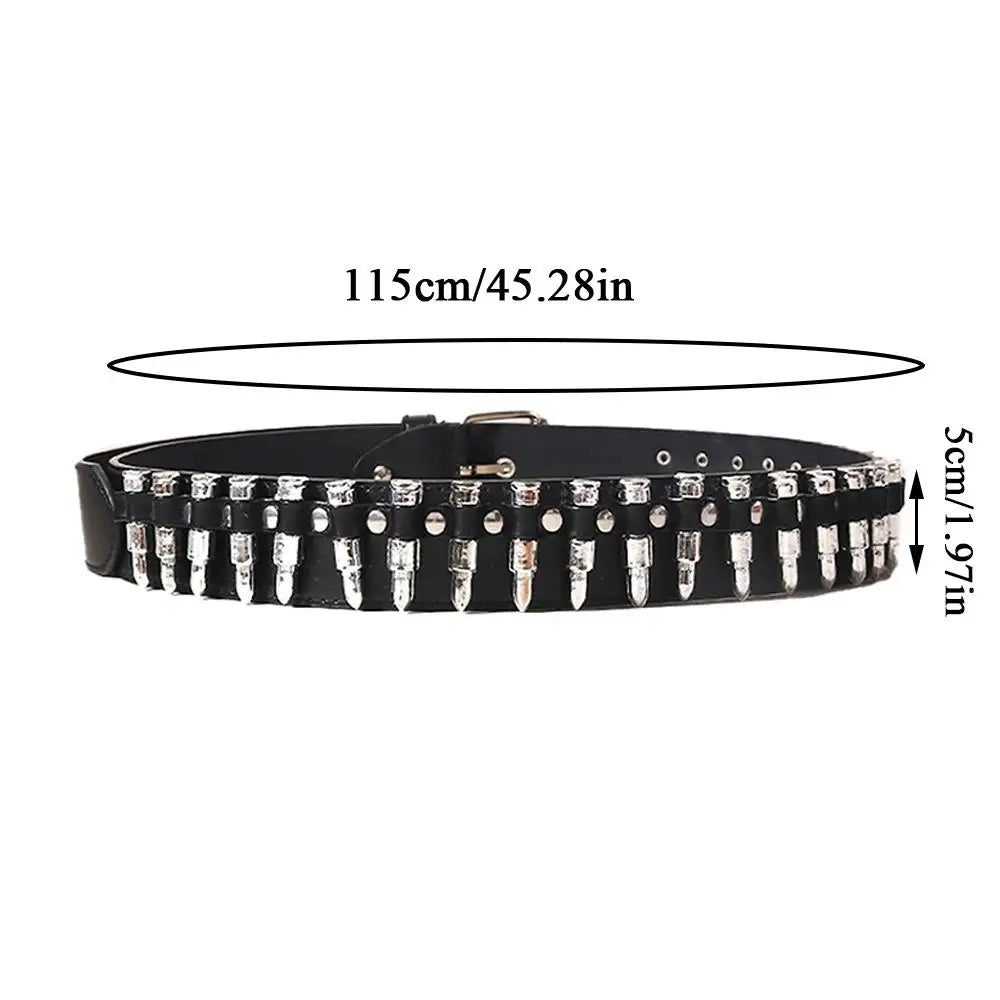 Rivet Hollow Bullet Decoration Belt Goth Rock Hardware Jeans Belt Y2K Waistband Designer Belt Women Jeans Punk Black Belts