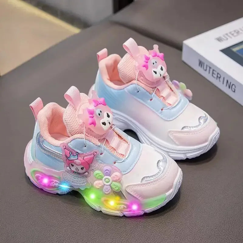 Sanrio Melody  Kids Running Shoes Spring Summer Swivel Button Casual Shoes hello kitty Girl Mesh Breathable Sneakers