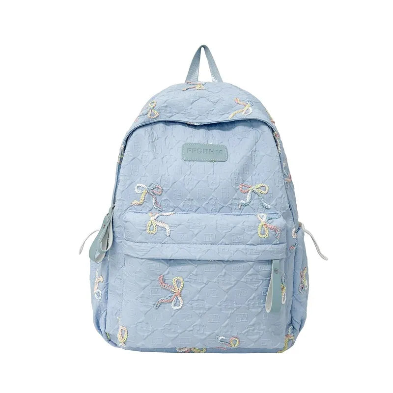 Sweet Backpacks For Girl Embroidery Bow Cute Mini Backpack INS Fashion School Backpack Kawaii Stylish Knapsack Feminina Backpack