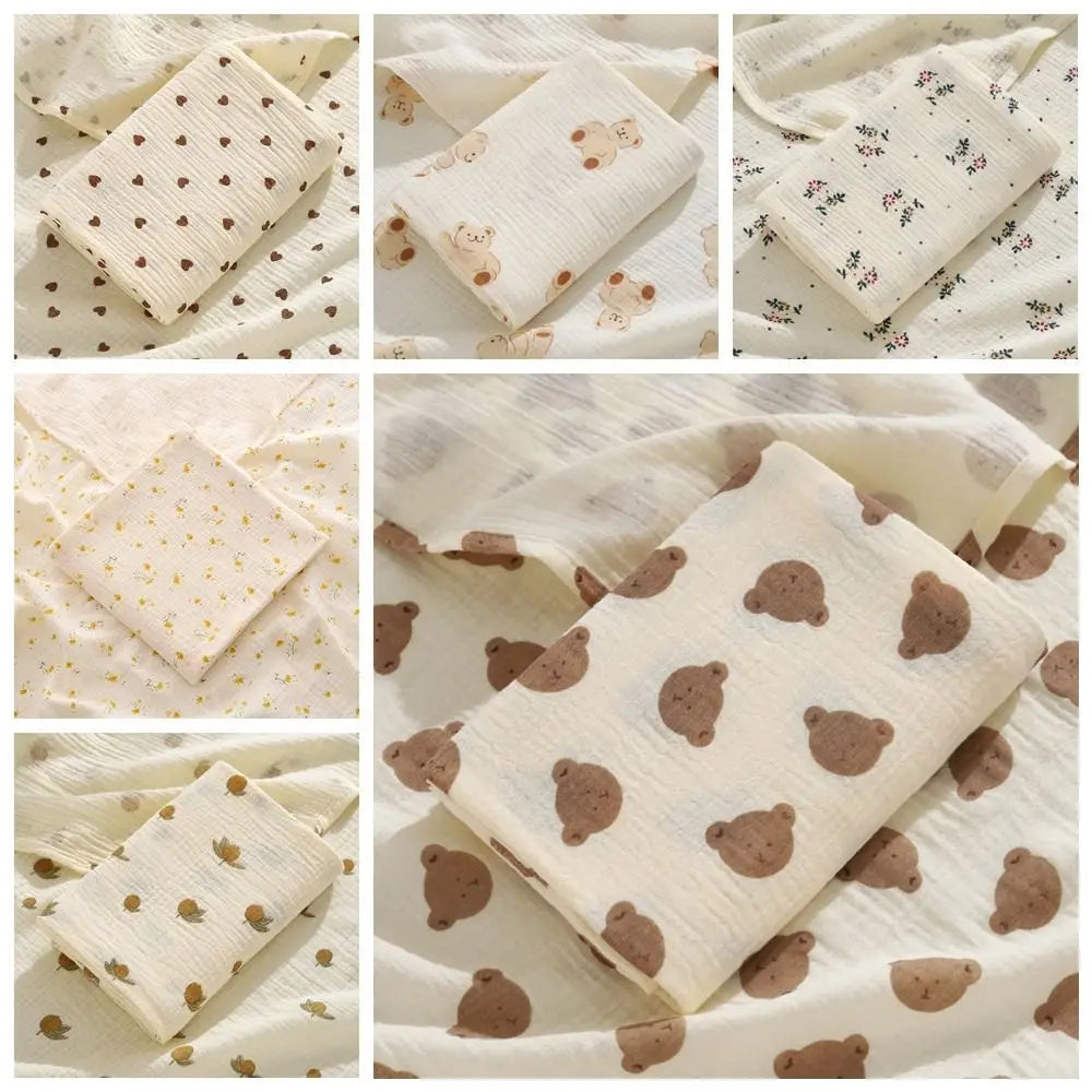 Cotton Baby Blanket Soft Breathable Cover Blanket for Infant Skin-friendly Bear Printed Nap Sleeping Rug Dormitory