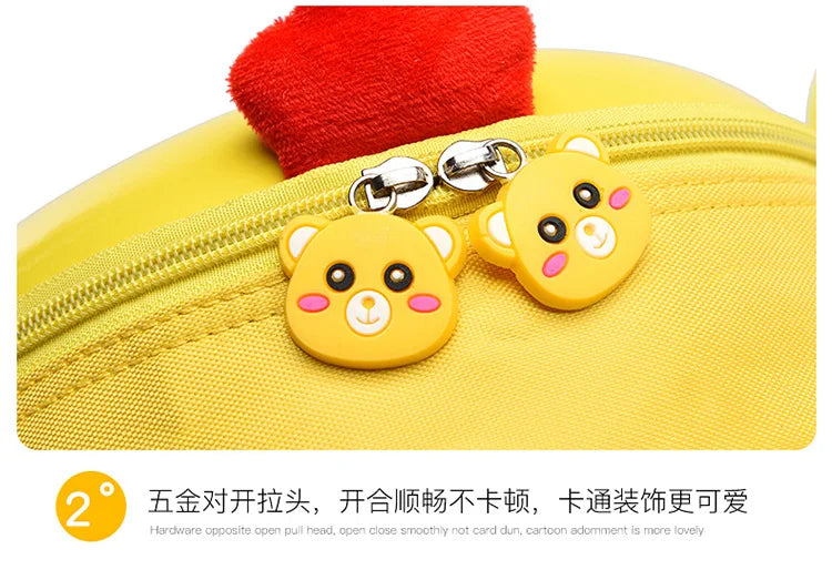 Kindergarten cartoon backpack children aged 1-3 boys girls with double shoulder anti loss backpack cute little chicken hard shel
