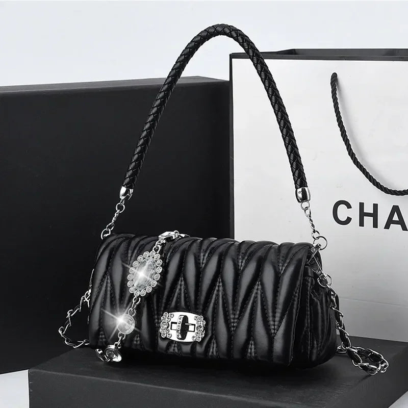 Women Bags Luxury Designer Purses and Handbags Rhinestone Chain Flap Crossbody Small Square Bag Casual Shoulder Messenger Bags