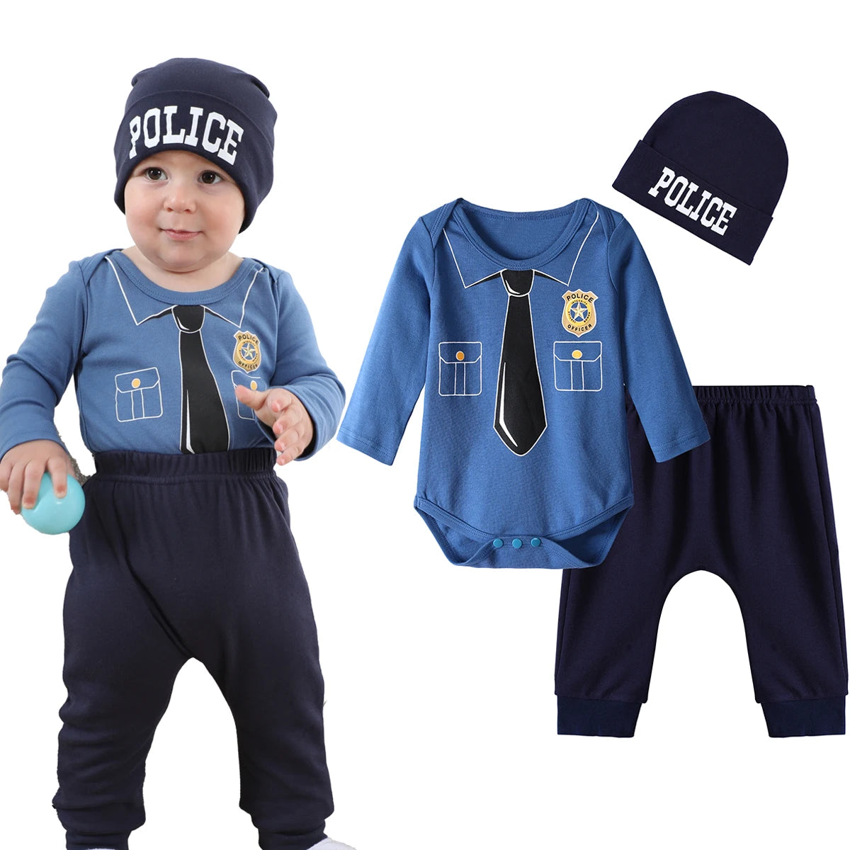 Baby Boys Costume Newborn Halloween Carnival Fancy Dress Outfit Infant Firefighter Police Chef Doctor Pilot Cosplay Clothing Set