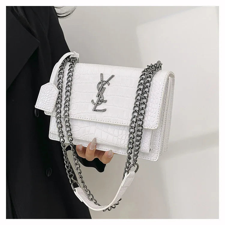 2026 new bag high-end crocodile pattern retro chain bag fashionable single shoulder crossbody bag