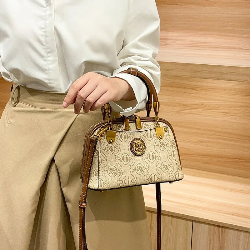 Light luxury brand women's handbag 2025 new retro versatile high-end lightweight single shoulder crossbody bag shell bag