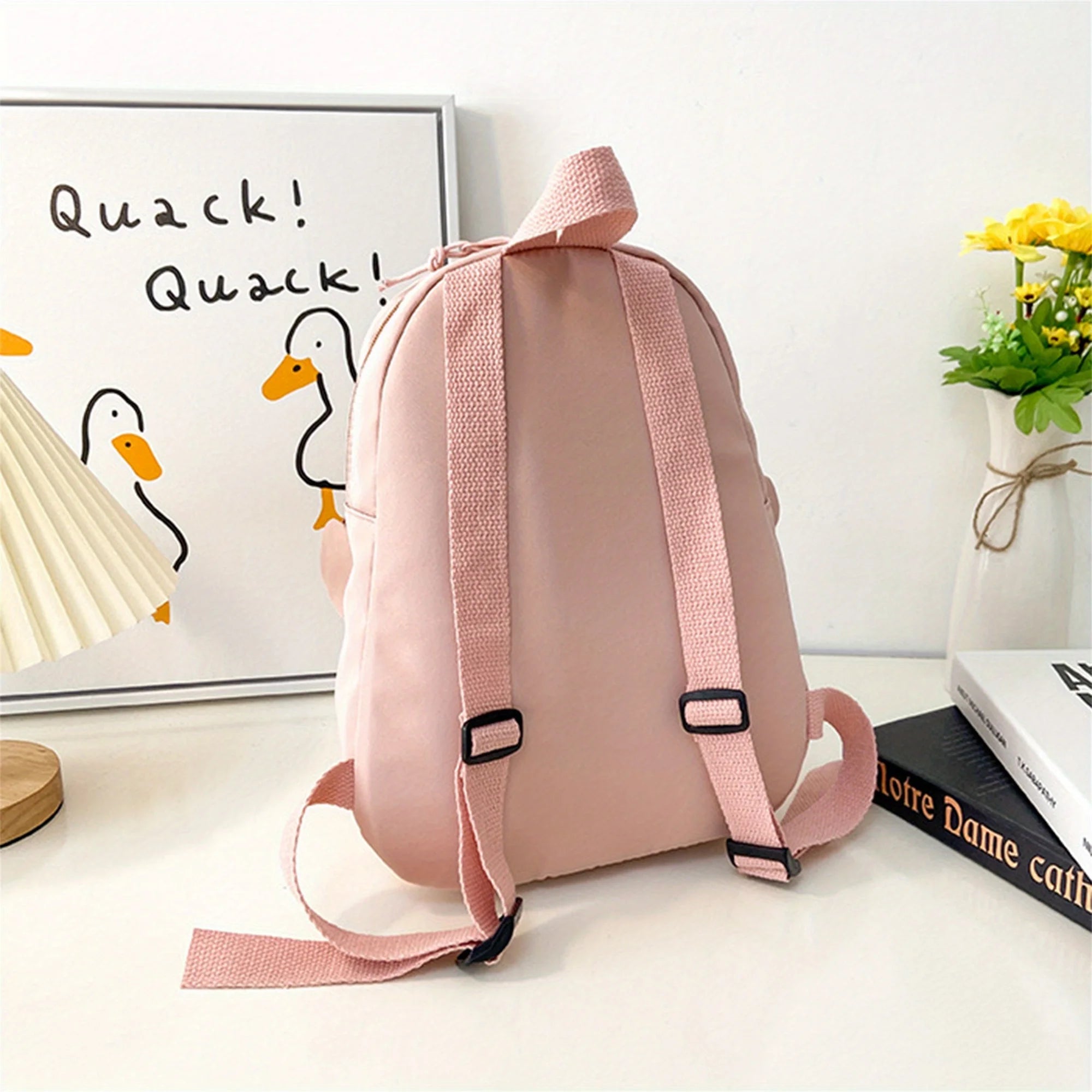 Girl Rabbit Ear Backpack Casual Schoolbag Waterproof Large Capacity School Backpack Smooth Zipper Solid Teens Travel and Gifts