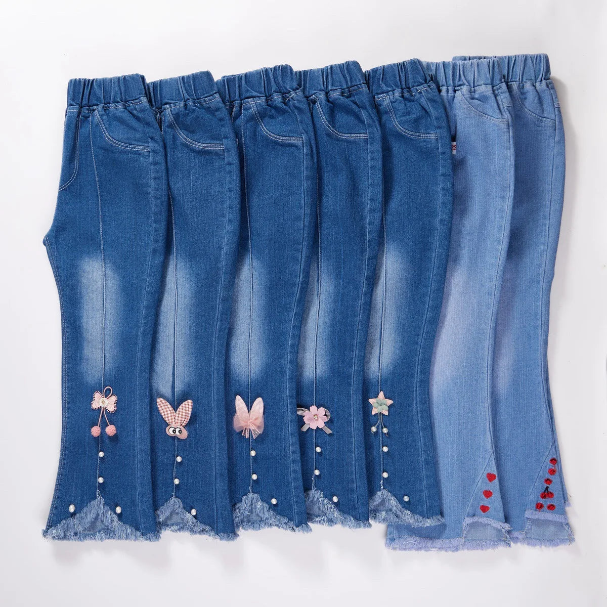 Spring Autumn Kids Baby Girls Cowboy Pants Baby Girls Jeans Casual Girls Jeans Children Clothing Kids Bell-bottoms Jeans