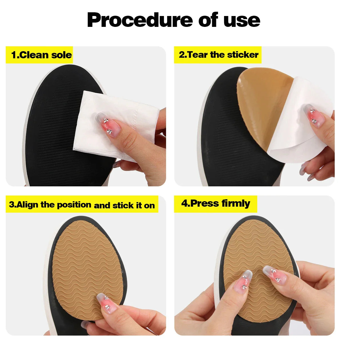 1 pairs Wear-Resistant Non-Slip Shoes Mat Self-Adhesive Forefoot High Heels Sticker High Heel Sole Protector Rubber Pads