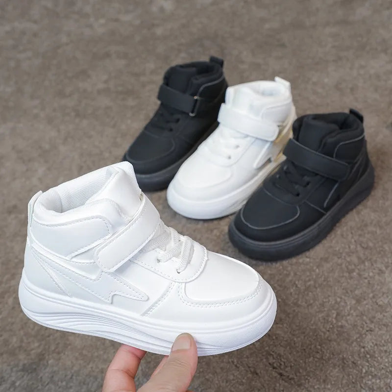 Children's Sneakers Autumn Winter Boys Sport Shoes Girls Warm Cotton Lined Casual Shoes White Student Shoes Teen Running Flats