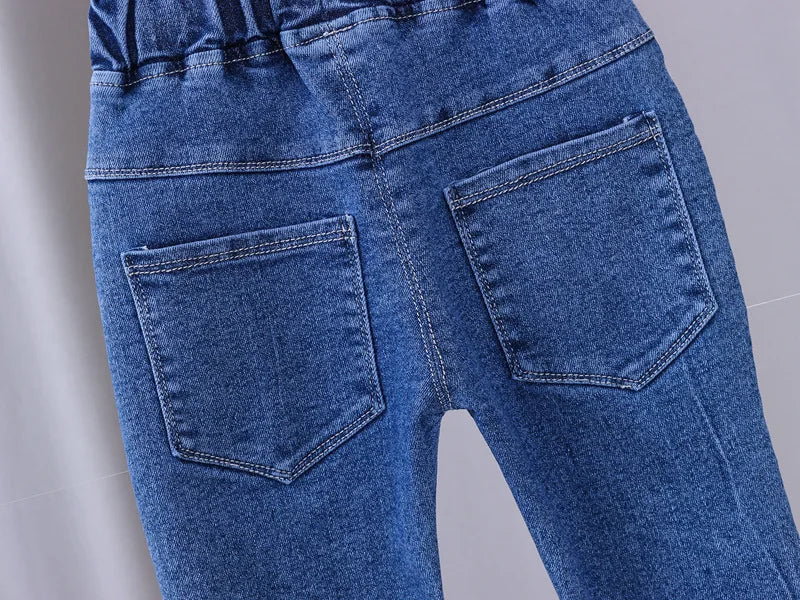 Girls' Jeans 2024 Spring Autumn New Girls Cotton Embroidered Floral Jeans Kids Fashion All-match Casual Trousers Jeans0-5Y