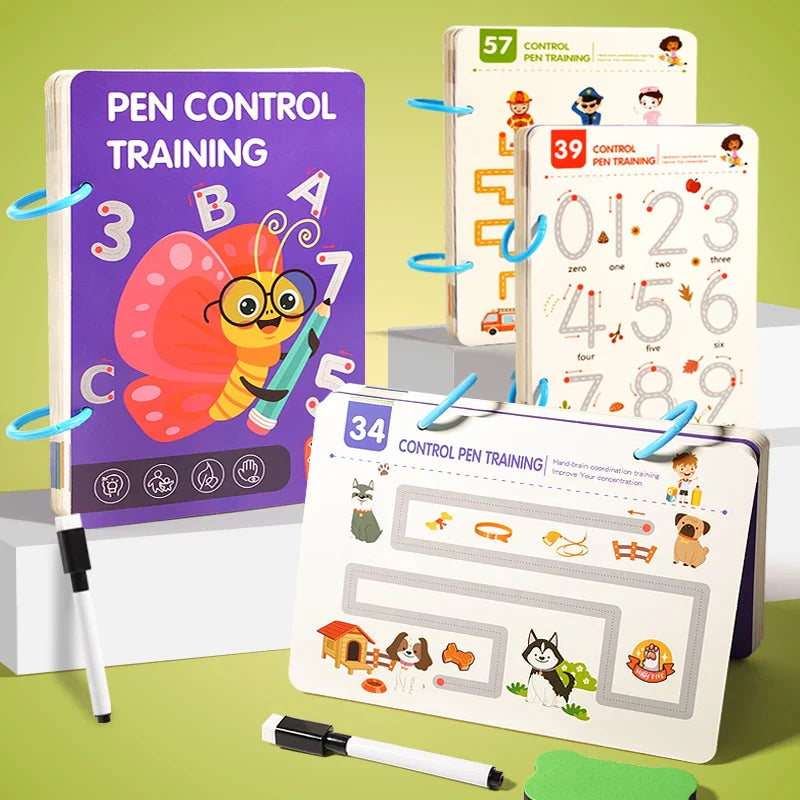Montessori Writing Control Training Book Reusable Magical Tracing Workbook Practice Book Children Drawing Education Stationery