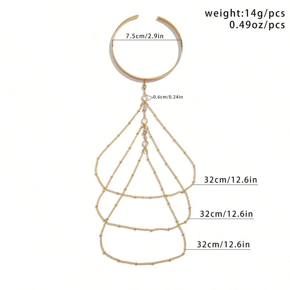 Trendy Arm Jewelry Fashion Sexy Multi-layered Rhinestone Chain Tassel Upper Arm Bracelet Armlet Armband Women Accessories