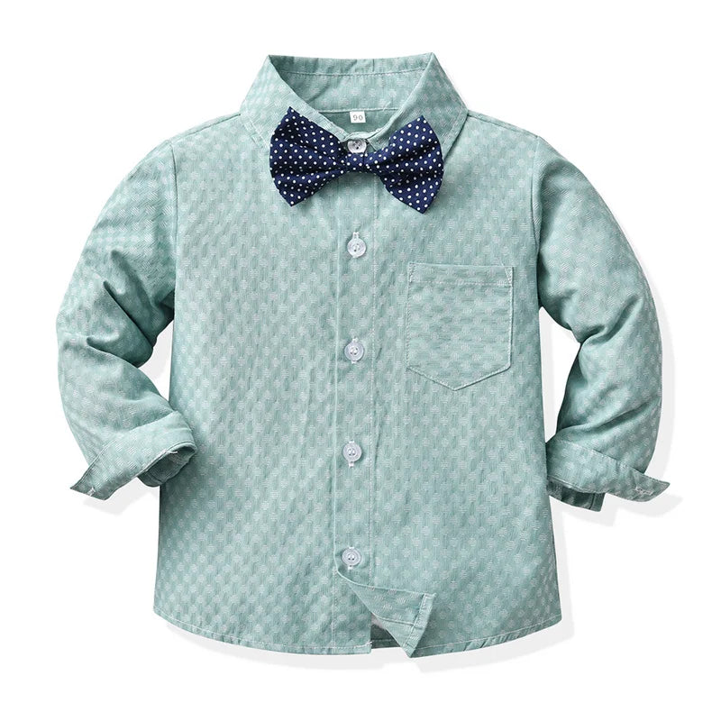 Baby Boys Party Dress Suit Cotton Long Sleeve With Shirt + Suspenders Pants 2PCS Outfits Kids Boys Gentleman Clothes Sets