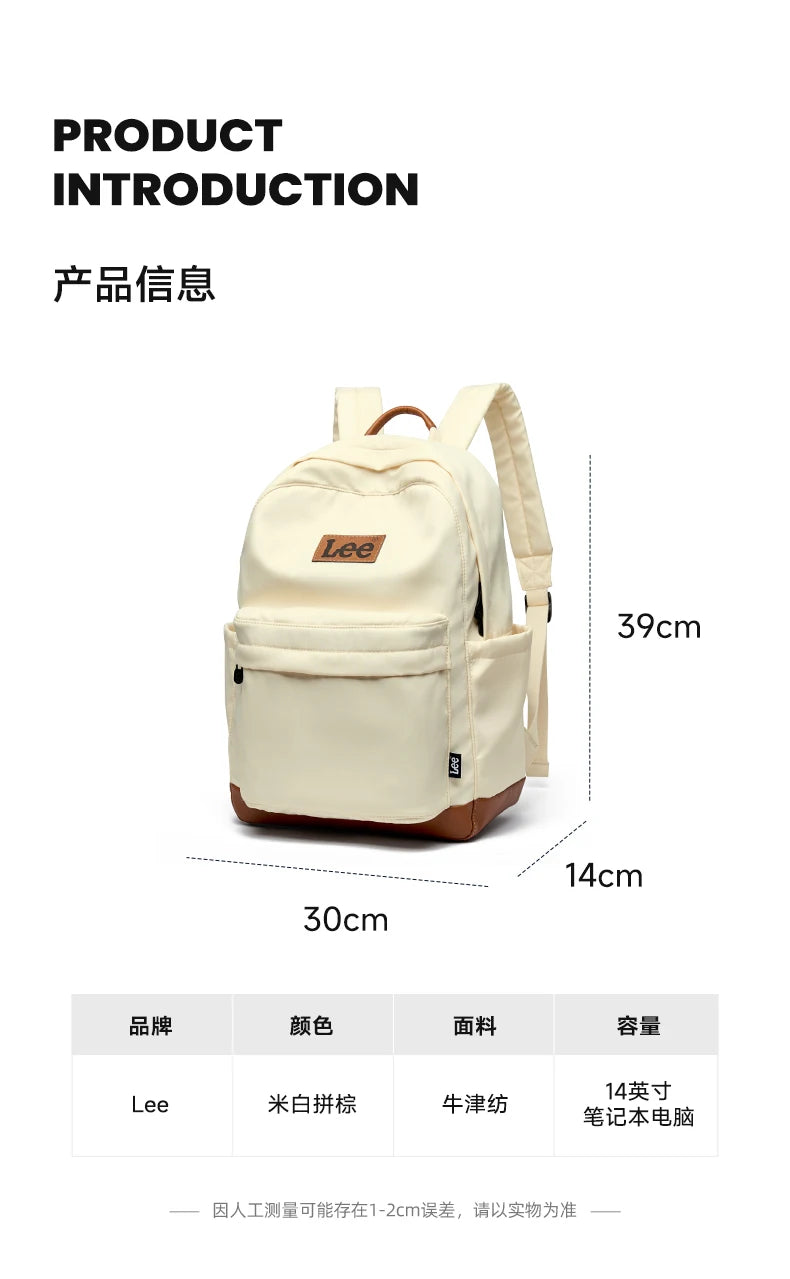 LEE Unisex Large Capacity Laptop School Bag for Women Man Leisure Oxford Waterproof Travel Backpack Candy Color Bookbag Trip
