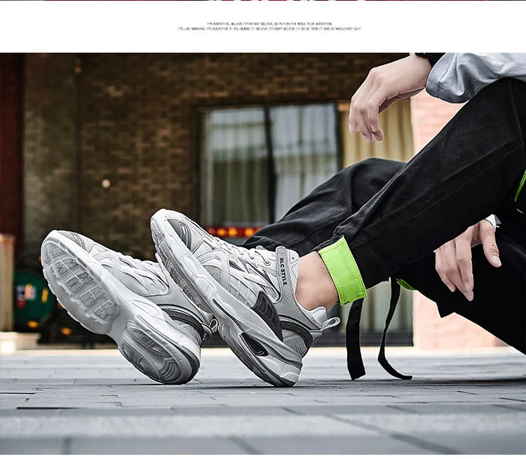 VIPOL Men's fashionable and versatile casual sports shoes, couple white sneakers, thick-soled height-increasing trendy shoes