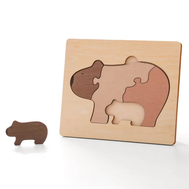 Wooden Puzzle Montessori Toys Baby Cartoon Ocean Animal Colorful Learning Education Block Toys Tangram Jigzaw Cognitive Kid Gift