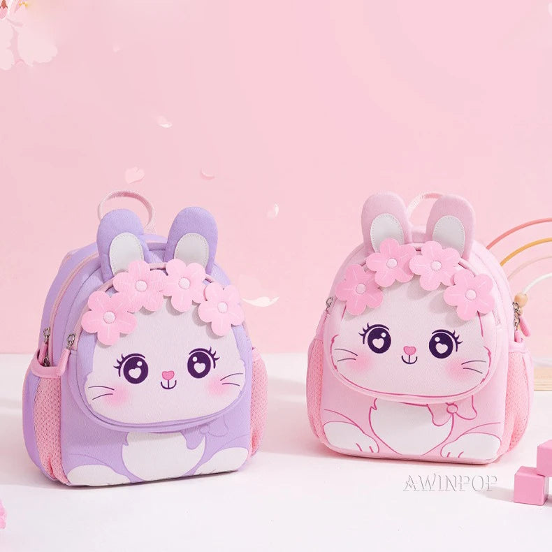 Toddler Backpack for Girls 3-5 Years Old Cartoon Pink Rabbit School Bags Kindergarten Kids Kawaii Bag Mochila Infantil Escolar