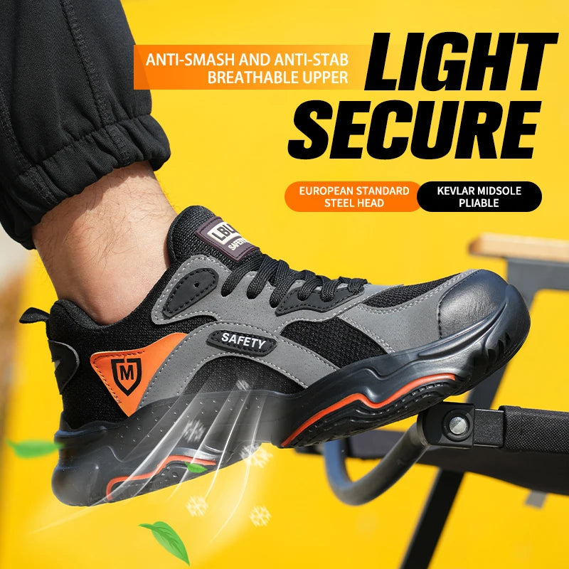 Safety Shoes Anti-smash Steel Toe Boots All-Season Casual Footwear Breathable Indestructible Shoes for Warehouse Logistics Work