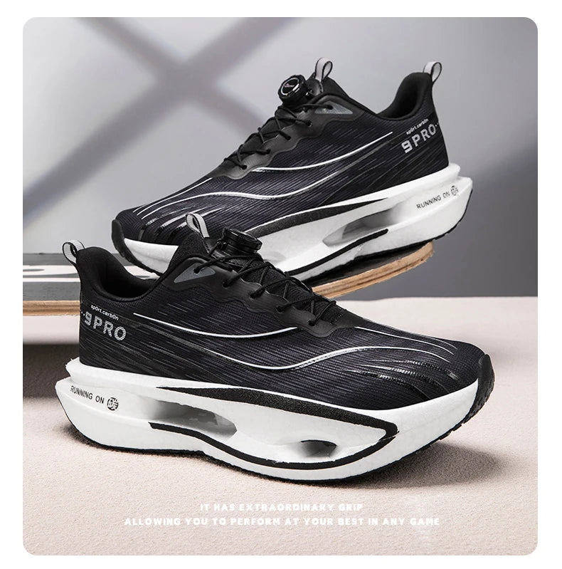 Men Running Shoes Carbon Plate Speciality Marathon Sports Breathable Lightweight Women's Comfortable Nonskid Leisure Sneakers