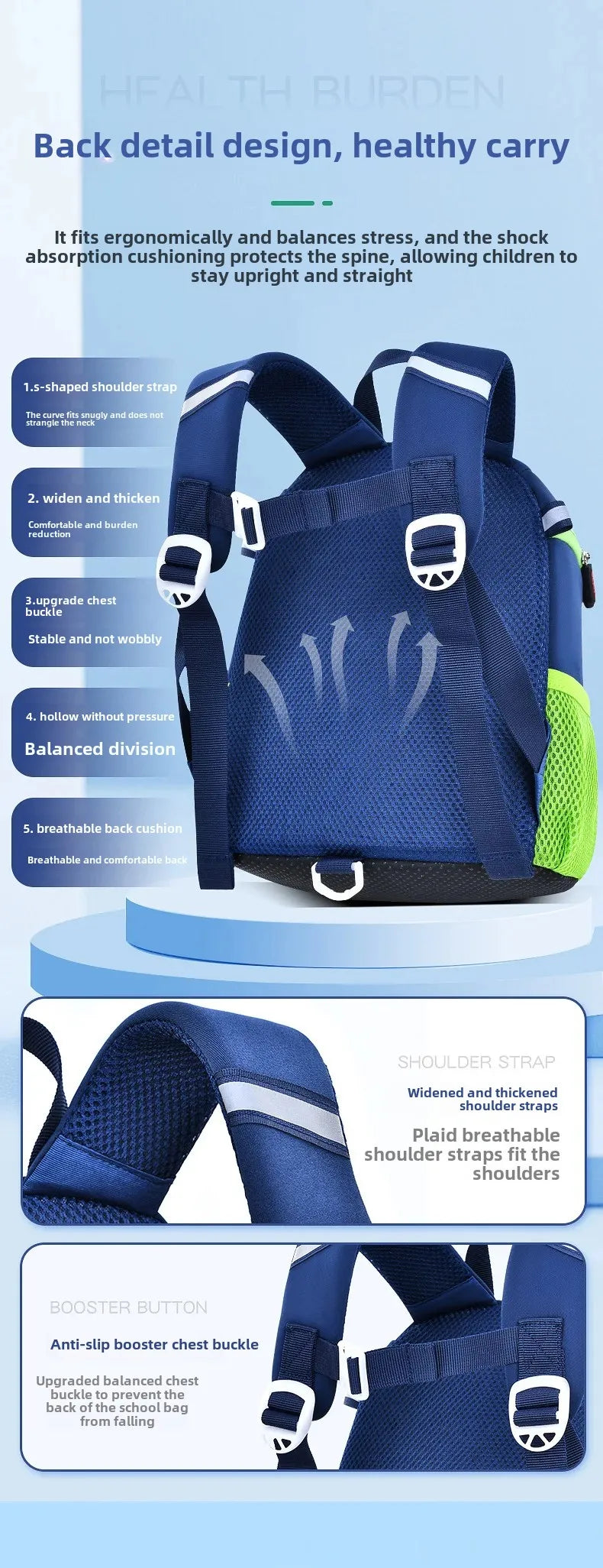 New Cartoon Dinosaur Kindergarten Backpack Spine Protection Lightweight School Bag for Primary School Children