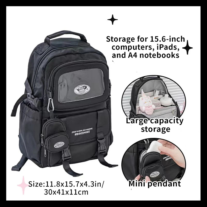 Cream Style Backpack for High School Girls with High Looks and Large Capacity Backpack Computer Bag