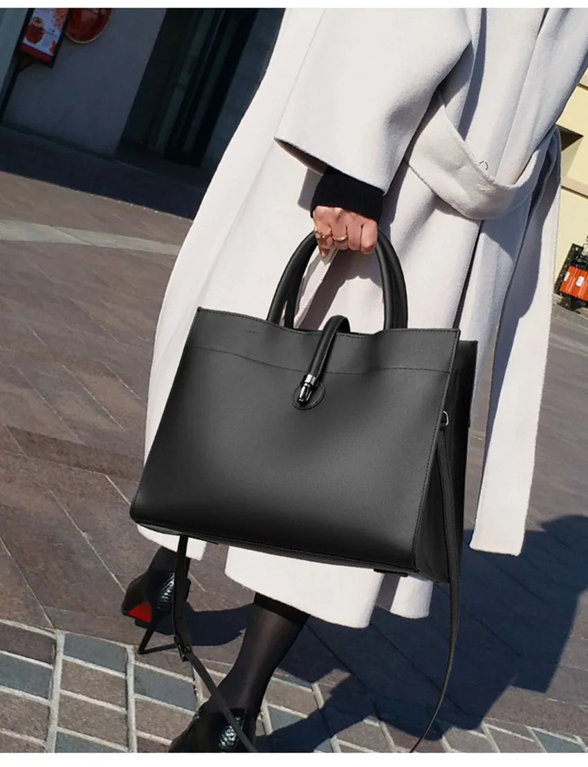 Leather women's bag, light luxury new tote bag, large capacity casual shoulder bag, crossbody bag, luxurious handbag