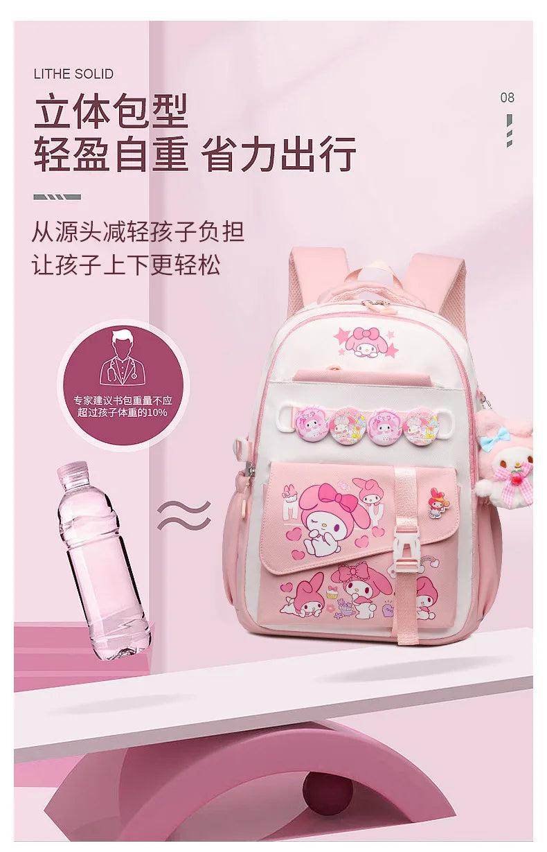 Cinnamoroll Backpack Badges Plush Pendant Casual Cute Cartoon Shoulder Bag Adjustable Shoulder Strap Ultralight Gear