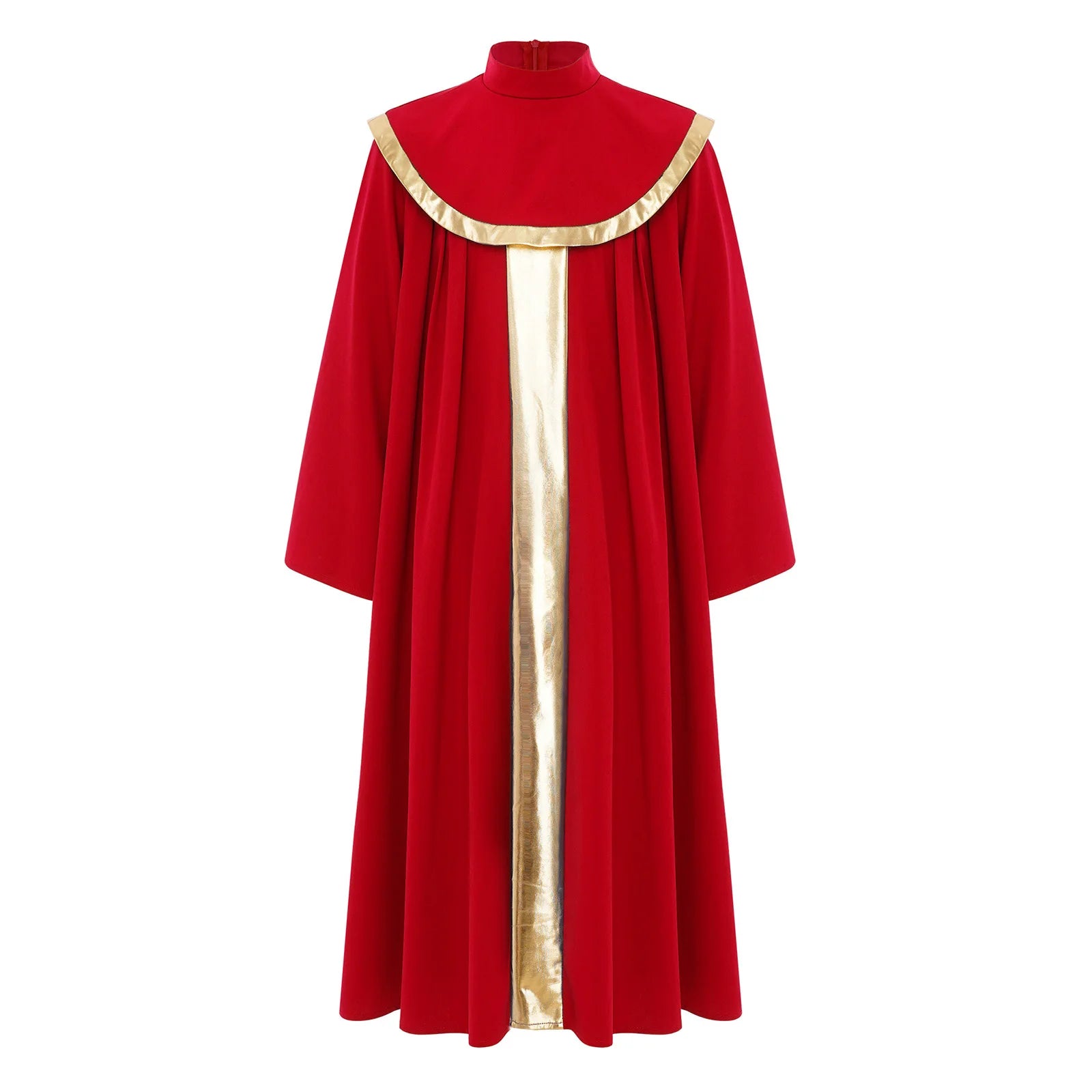 Boys Girls Choir Robe Liturgical Worship Praise Dance Costume Long Sleeve Metallic Color Block Patchwork Pleated Dress Grown