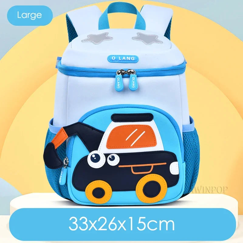 Cute Excavator School Bags for Boys Kids Cartoon School Backpack Breathable Waterproof Kindergarten Bag Mochila Infantil Kawaii