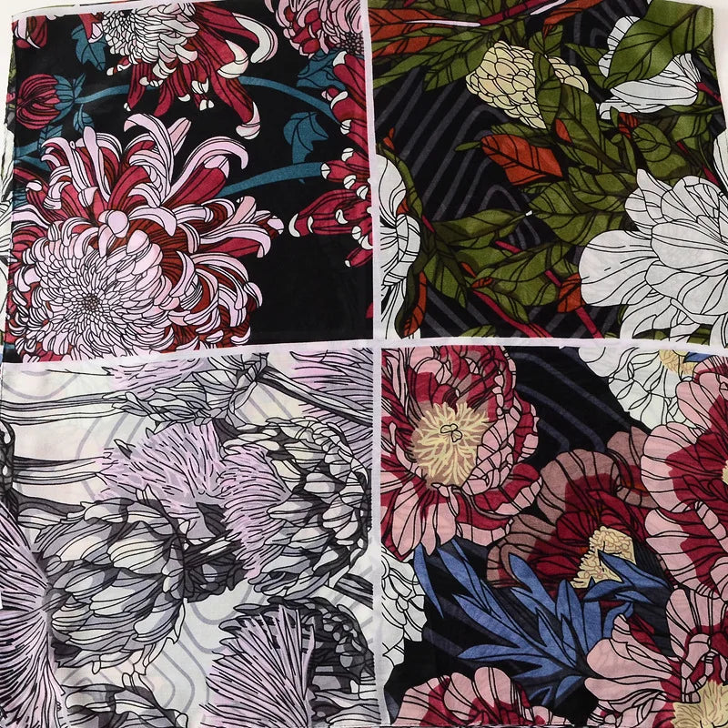 Floral Brand Scarf Luxury Designers New Style Women Elegant Scarves Hug Shawls Pink Purple Scarf Bandana Fashion Design Shawls