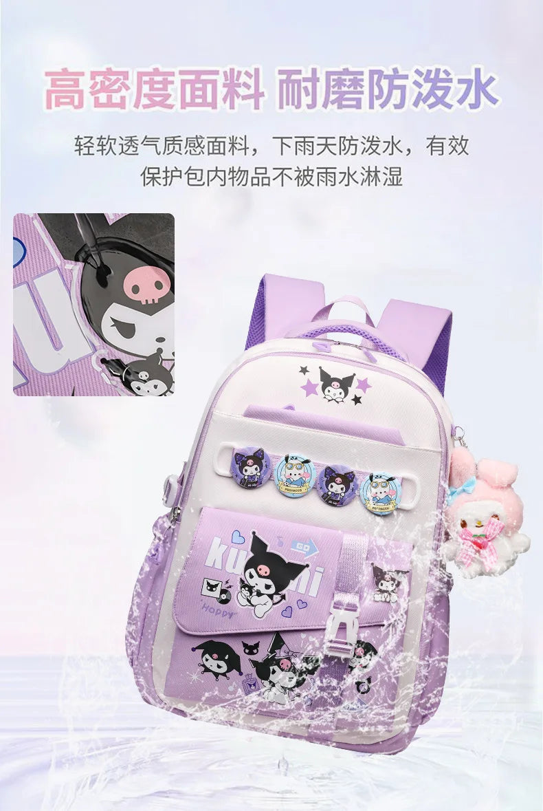 Cinnamoroll Backpack Badges Plush Pendant Casual Cute Cartoon Shoulder Bag Adjustable Shoulder Strap Ultralight Gear