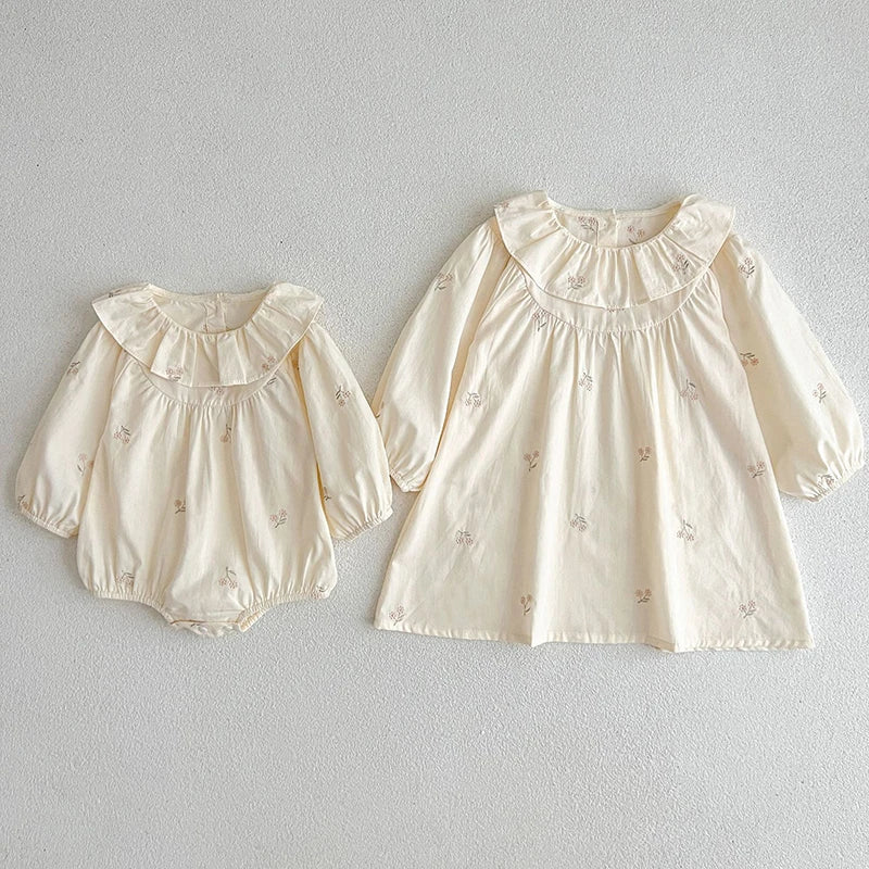 2026 New Baby Girl Party Dress Kids Long Sleeved Dress Spring 2-6Y Cotton Embroidery Baby Lapel Dress Princess sweet Dresses