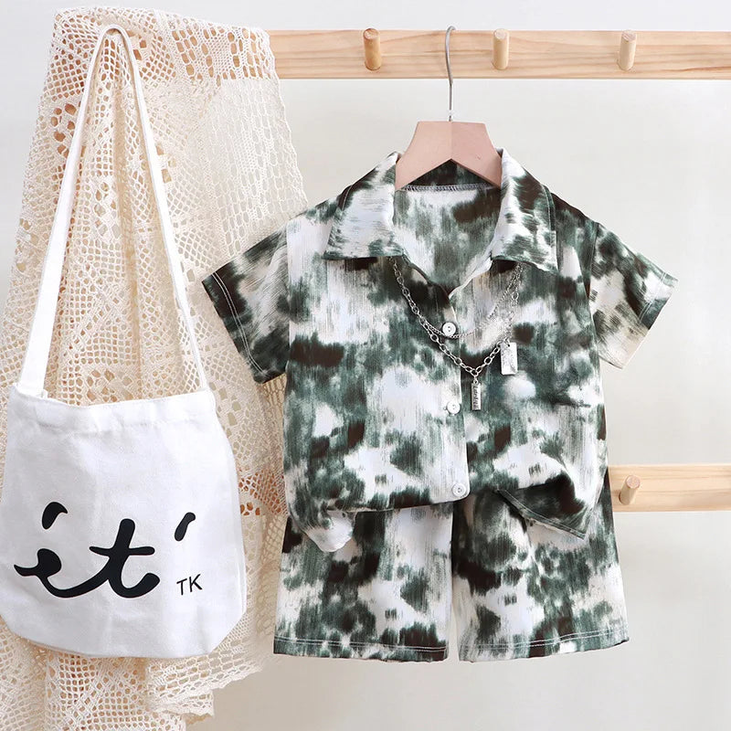 2PC Summer Baby Boys Clothes Set Children Boys Cartoon T-shirts + Shorts  Beach Outfits Kids Boys Tracksuits Vacation Suits