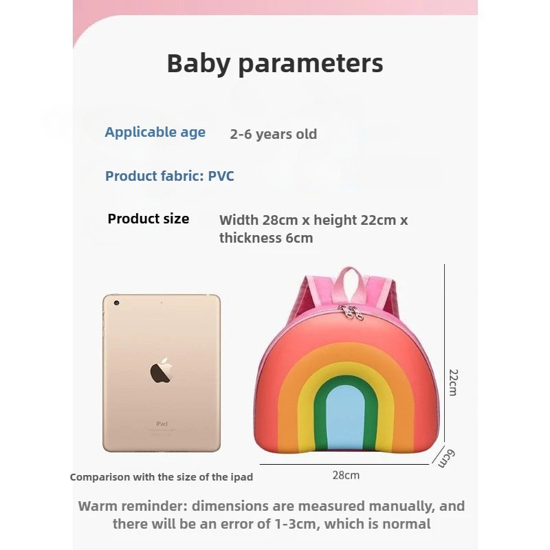 Children's Backpack Kindergarten Small Backpack Children's Rainbow Cake Image Large Opening Waterproof Backpack Kindergarten