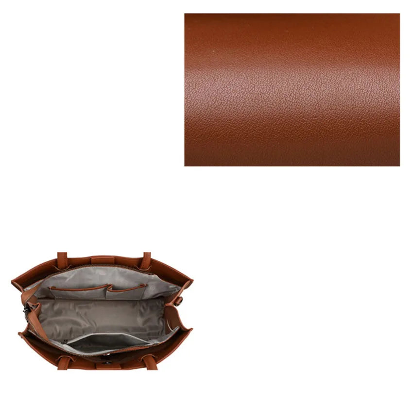Leather women's bag, light luxury new tote bag, large capacity casual shoulder bag, crossbody bag, luxurious handbag