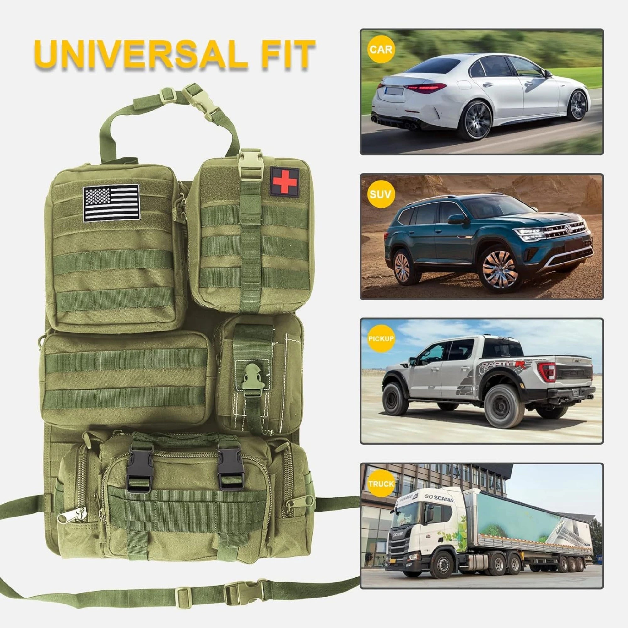Car Backseat Hanging Bag, Tactical Accessory Organizer, Self-Driving Hunting Outdoor Storage Bag Classified Storage Bag