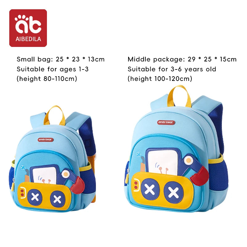 AIBEDILA Children Cute Cartoon 3D Dinosaur School Bags Anti-lost Boys Backpacks Girls Toddler Rucksack Kindergarten Schoolbag