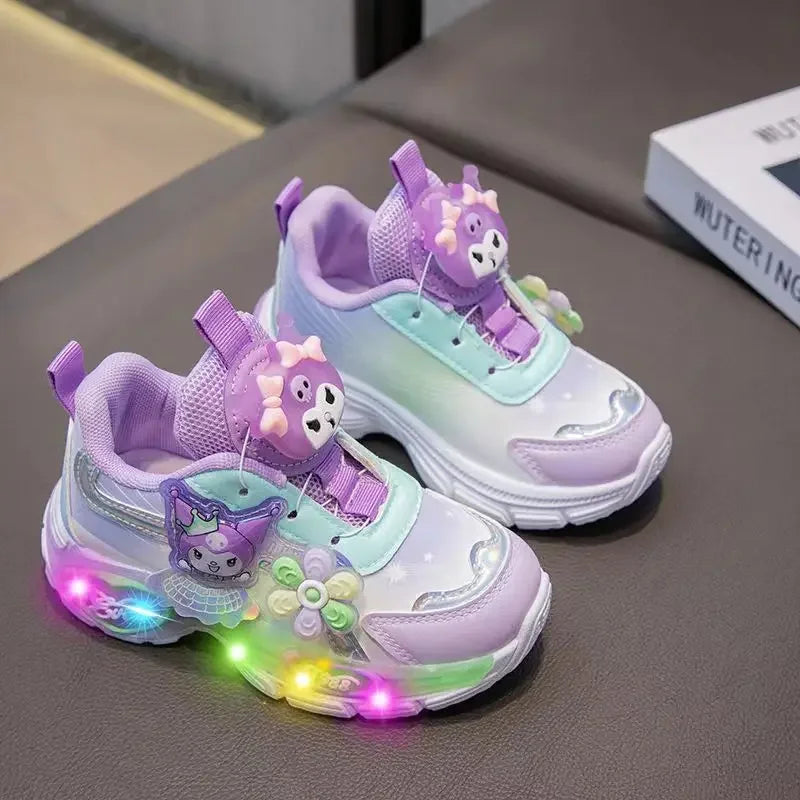 summer/fall twirl button lighted casual shoes Sanrio hello kitty girl sneakers kuromi spring new lighted running shoes