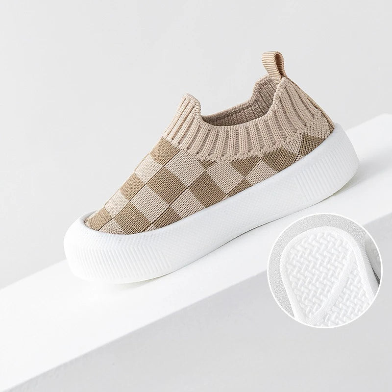 2025 New Arrival Slip-on Toddler Shoes Classic Plaid Baby First Walkers Boys Girls Spring Autumn Non-Slip Sneakers Sport Shoes