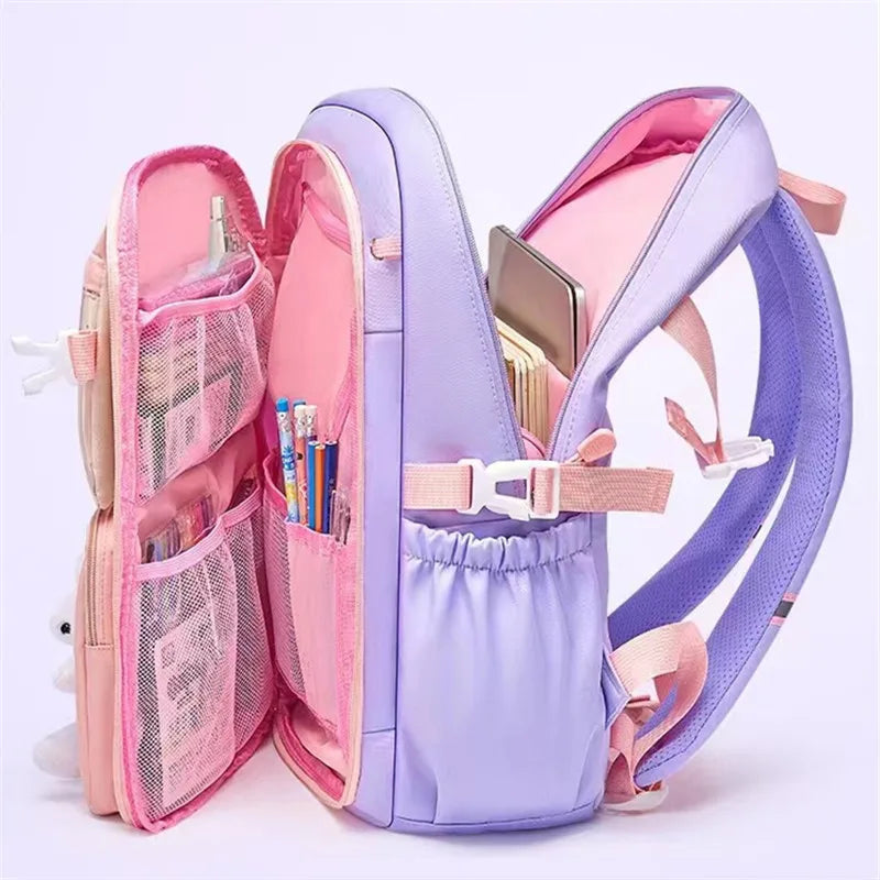 Lovely Rabbit Backpack for Teen Girls Cute Cartoon Schoolbag for Elementary School Girls 2 Size Travel Backpack for Grade 1-9