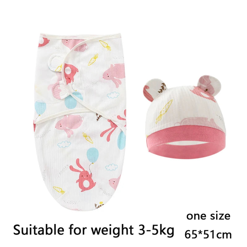 Pure cotton skin-friendly newborn baby wrap, easy to wear with, easy to change diapers, with a cap, give baby more protection