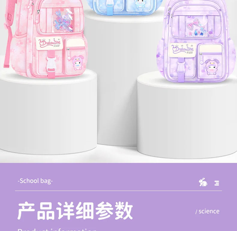 My Melody Kuromi Sanrios Backpack Student Bag Girl Cartoon Kawaii Anime Breathable Super Light Large Capacity Child School Bag