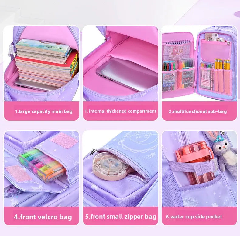 2025- Primary School Girls' Schoolbag Kawaii Lightweight Children's Bag Waterproof Bags Colorful Travel Backpack Mochilas Gifts