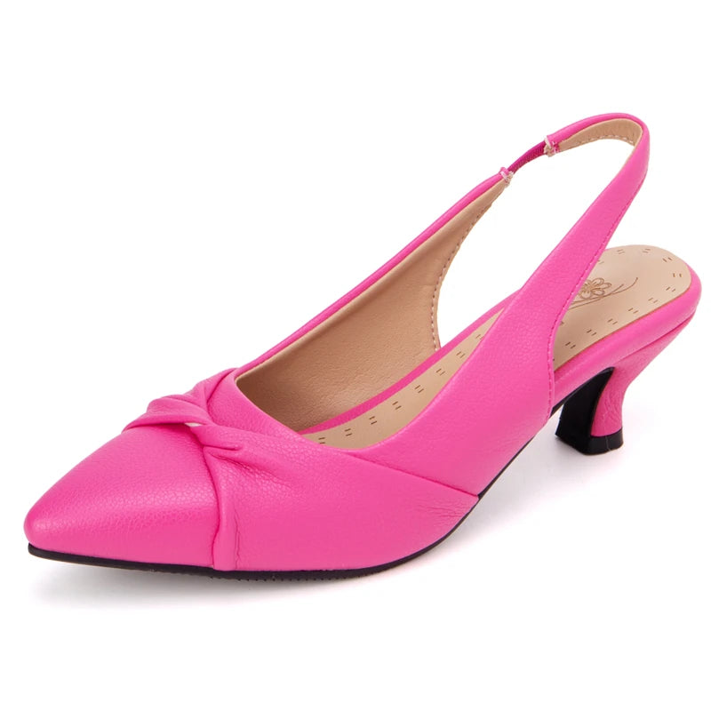 Summer Shoes For Women Sandals Point toe Short Heels Slingbacks Black White Wedding Party Dance Shoes Ladies Large Size 50 52