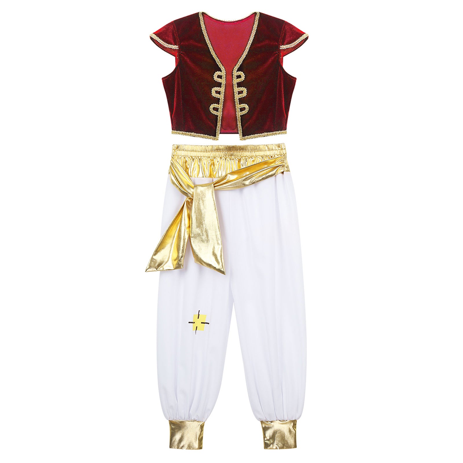 Boys Fancy Arabian Prince Outfits Cap Sleeves Waistcoat with Pants Halloween Fairy Party Carnival Dress Up Cosplay Costume