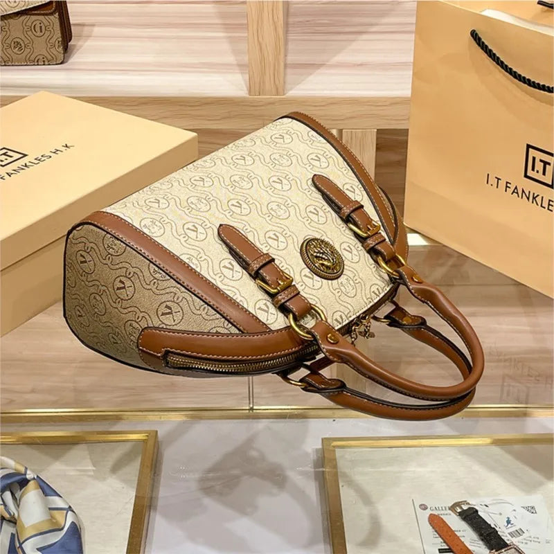 Women's handbag, fashionable and luxurious brand handbag, new 2025 high-end leather shoulder bag, designer retro crossbody bag